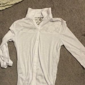 Soft lace-back button up dress shirt